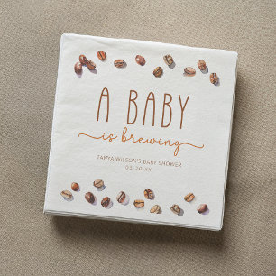 Coffee Bean A Baby Is Brewing Baby Shower Napkin