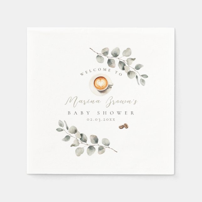 Coffee bean baby shower  napkin (Front)