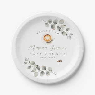 Coffee bean baby shower paper plate