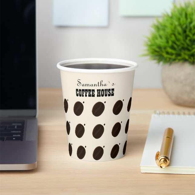 Coffee Bean Branded Business Professional  Paper Cups (Insitu)