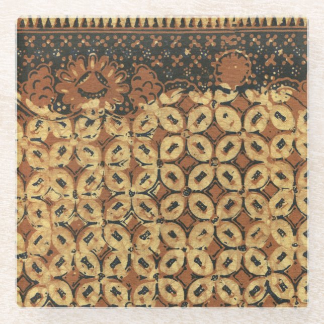 Coffee Bean Earthy Boho Rustic Glass Coaster (Front)