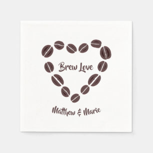 Coffee Bean Heart Brew Love Napkin