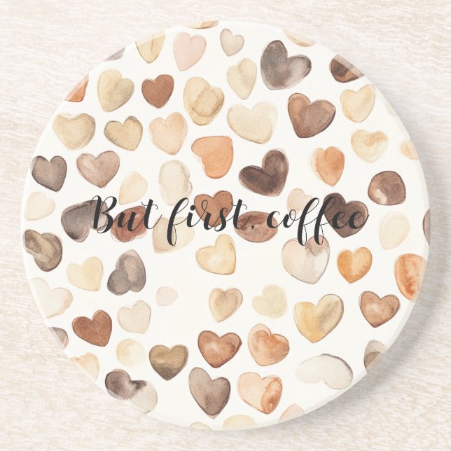 Coffee Bean Hearts Coffee First Coaster (Front)