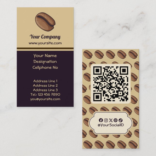 Coffee Bean Icon Business Card (Front/Back)
