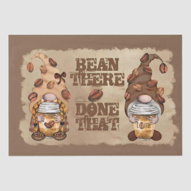 Coffee Bean Latte Gnomes Decoupage Tissue Paper (Front)