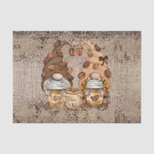 Coffee Bean Latte Gnomes Decoupage Tissue Paper