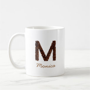 Coffee Bean Monogram Letter M Personalised Name Co Mug
