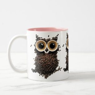 Coffee Bean Owl Art Two-Tone Coffee Mug