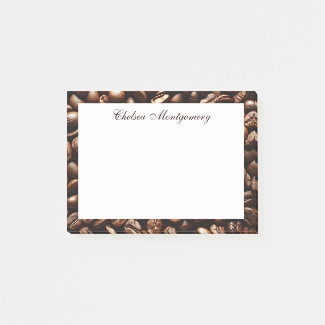Coffee Bean Pattern Personalized Post-it Notes (Front)