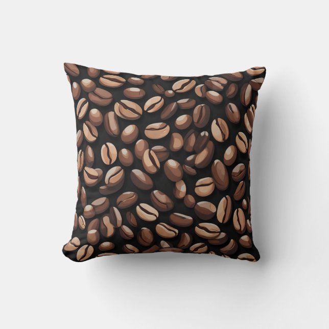 Coffee Bean Pattern Throw Pillow (Front)
