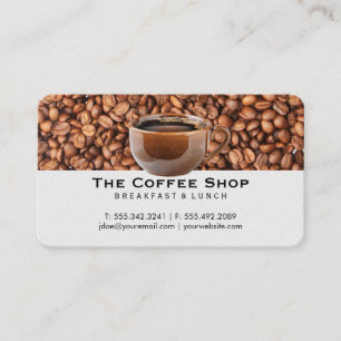 Coffee Bean Pile   Brown Coffee Cup Business Card