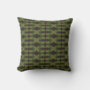 Coffee bean seamless pattern with ethnic motifs. V Throw Pillow