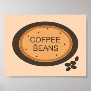Coffee Bean Sign in Orange and Brown