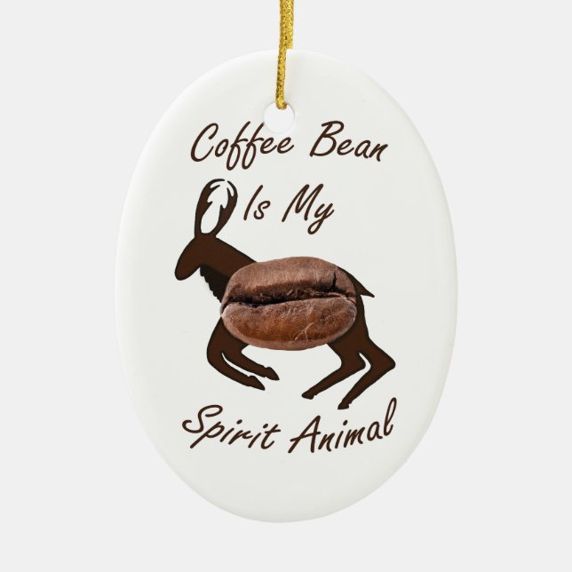 Coffee Bean Spirit Animal Ceramic Ornament (Front)