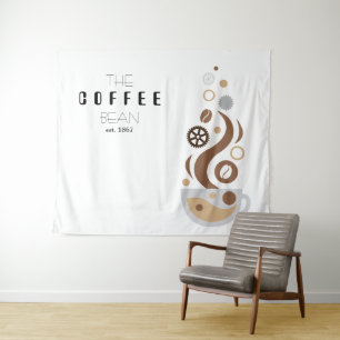 Coffee Bean Technology Science Trade Show Backdrop Tapestry
