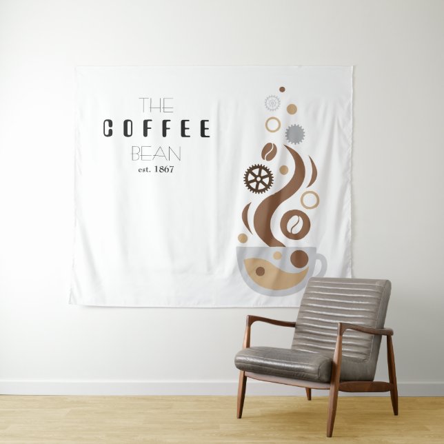 Coffee Bean Technology Science Trade Show Backdrop Tapestry (In Situ (Horizontal))