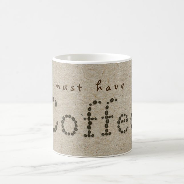 COFFEE bean typography natural kraft paper mug cup (Center)