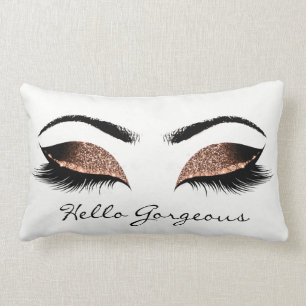 Coffee Bean White Makeup Lashes Hello Gorgeous Lumbar Pillow