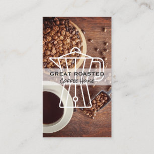 Coffee Beans and Cup on Table Business Card