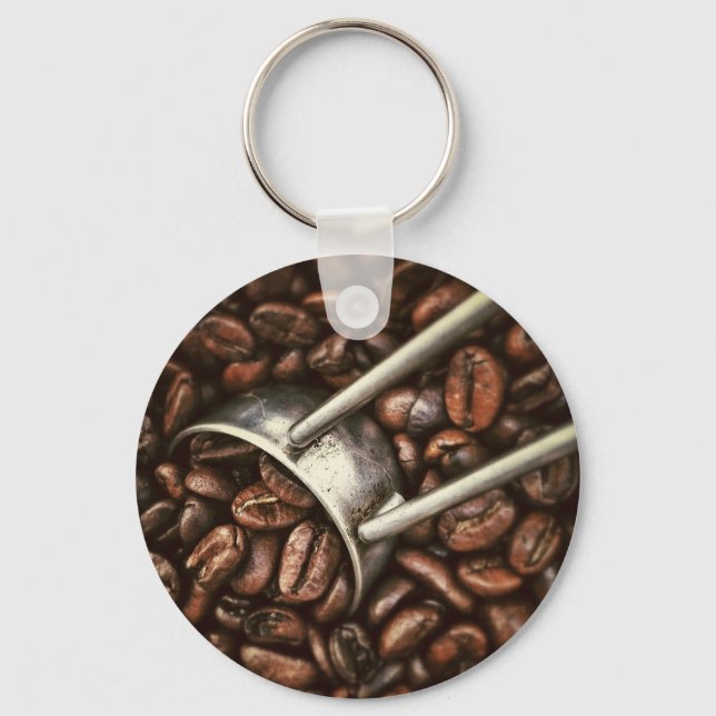 Coffee beans and metal scoop keychain (Front)