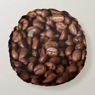 Coffee Beans Backgroundabstract, aroma, background Round Pillow