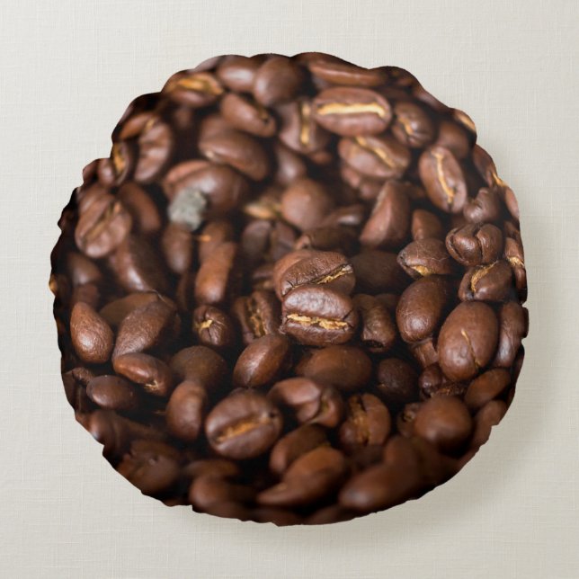 Coffee Beans Backgroundabstract, aroma, background Round Pillow (Front)