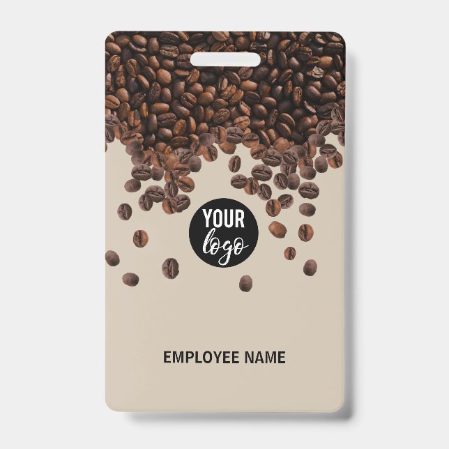 Coffee Beans Business Logo Employee Name Badge (Front)
