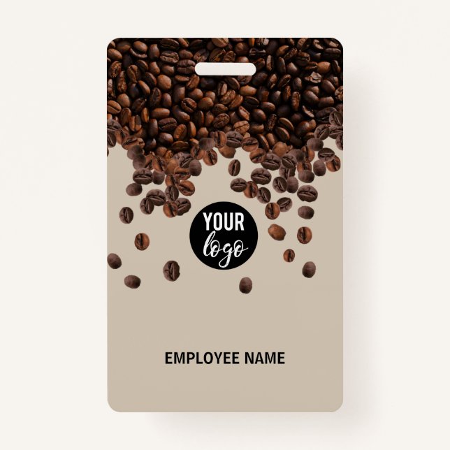 Coffee Beans Business Logo Employee Name Badge (Front)