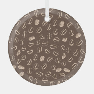 Coffee Beans: Cartoon Doodle Vintage Glass Ornament