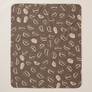 Coffee Beans: Cartoon Doodle Vintage Sherpa Blanket
