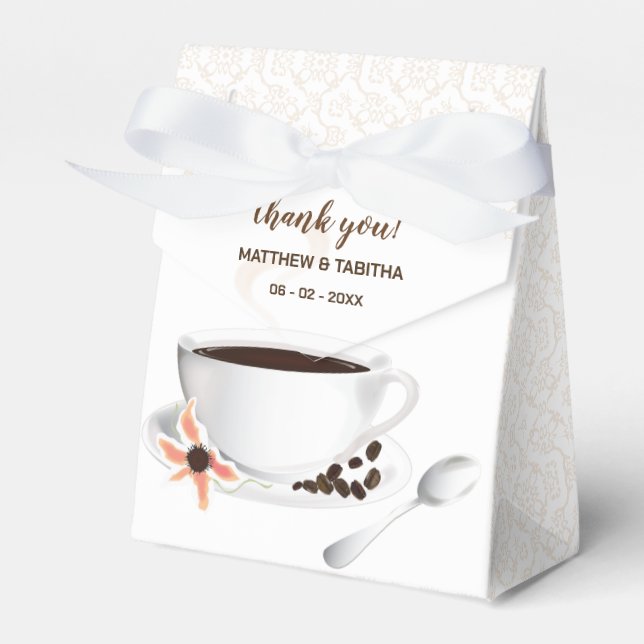 Coffee Beans Coffee Cup Wedding Thank You Favor Box (Front Side)