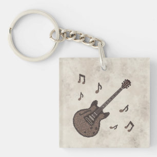 Coffee Beans-Coffee-Guitar-Coffee Art-Music- Keychain