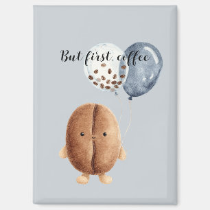 Coffee Beans Cupcake Faux Blue Denim Magnet