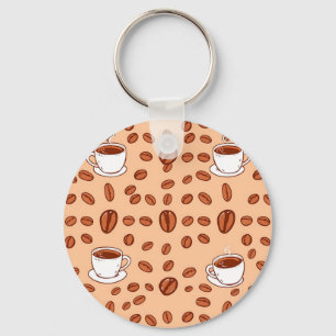 Coffee Beans Cups Cozy Pattern Keychain