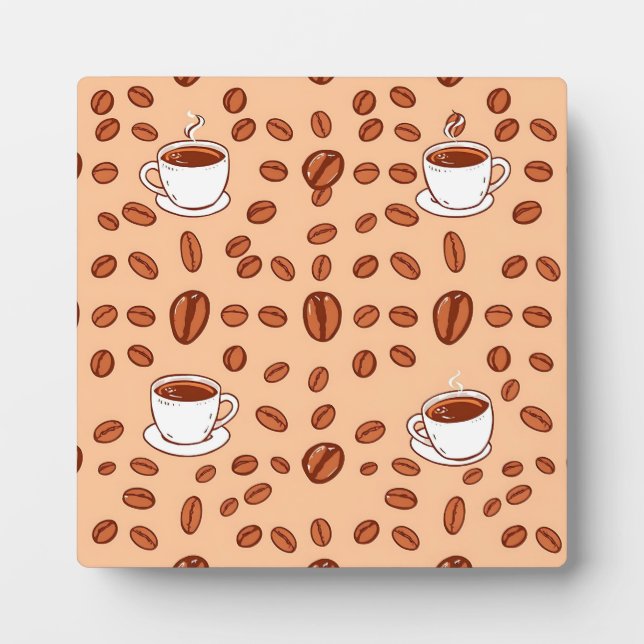 Coffee Beans Cups Cozy Pattern Plaque (Front)