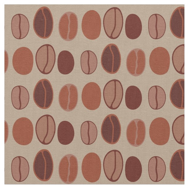 Coffee Beans Cute Cafe Barista Fabric (Close Up)