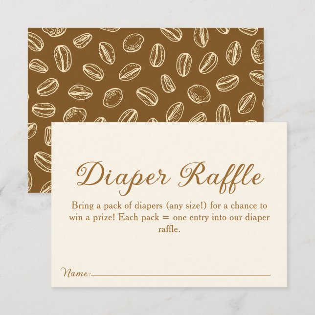 Coffee Beans Diaper Raffle Baby Shower Enclosure Card (Front/Back)