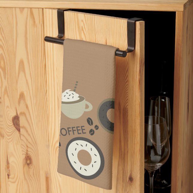 Coffee Beans Doughnuts Sweet Barista Kitchen Towel (Thirds Fold)