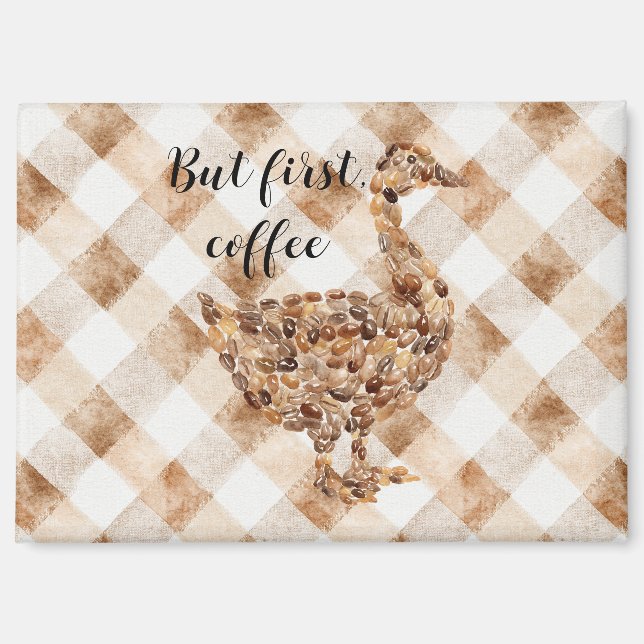Coffee Beans Duck Brown Cream Stripes  Magnet (Front)