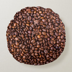 Coffee beans food texture pattern round pillow