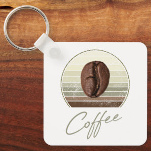 Coffee Beans For Espresso And Retro Barista Keychain