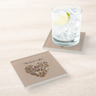 Coffee Beans Heart Glass Coaster