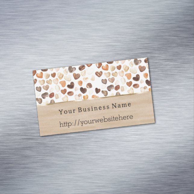 Coffee Beans Hearts Business name website Magnetic Business Card (In Situ)
