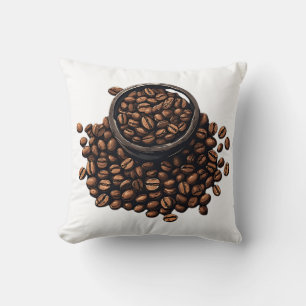 Coffee Beans in a Bowl Throw Pillow