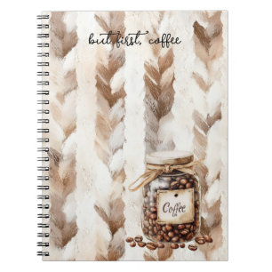 Coffee Beans Jar Stripes Notebook