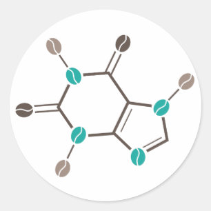 coffee beans molecular caffeine classic round sticker