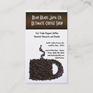 Coffee Beans Mug Shape Coffee Shoppe Business Card