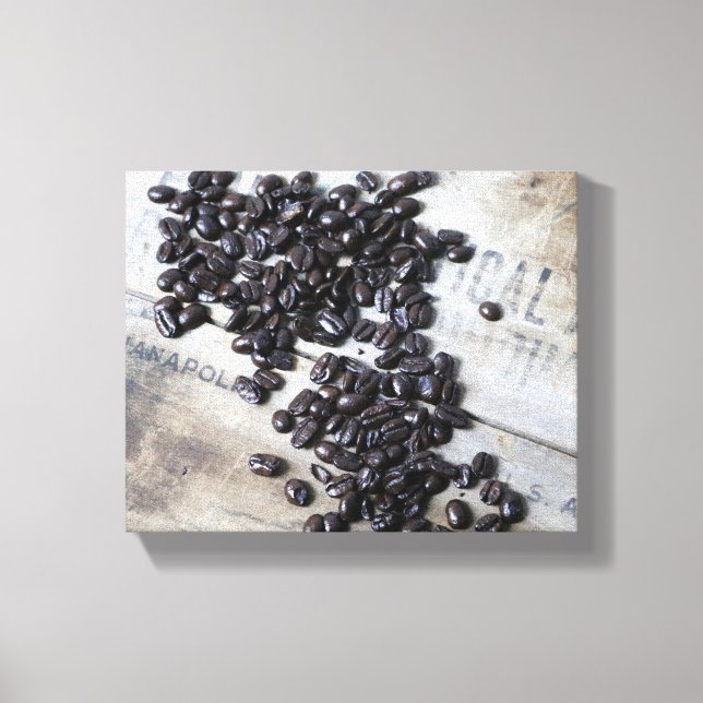 Coffee Beans on an Old Wooden Crate Colour 8x10 Canvas Print (Front)