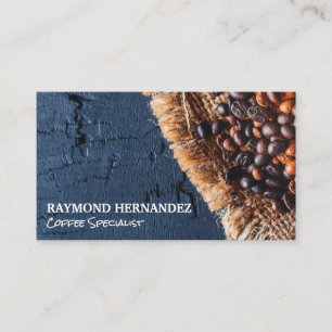 Coffee Beans on Burlap Sack Business Card