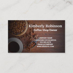 Coffee Beans on Wooden Tables Business Card